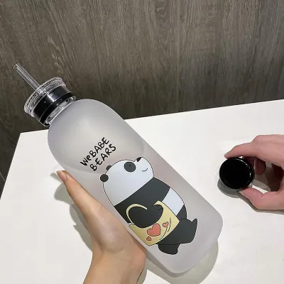 Frosted Panda Bear Design Water Bottle 